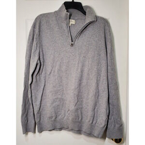 Hawker Rye Men’s 1/4 Zip Sweater Light Gray Cotton Cashmere Blend Size L
